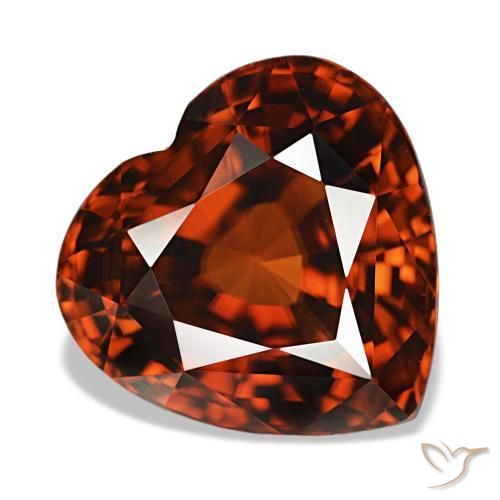 7.42 ct Red Zircon Stone, Natural Zircon in Heart Facet Shape for Sale