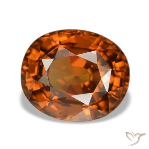 5.52 ct Orange Zircon Stone, Natural Zircon in Oval Facet Shape for Sale