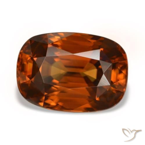 5.19 ct Orange Zircon Stone, Natural Zircon in Cushion-Cut Shape for Sale