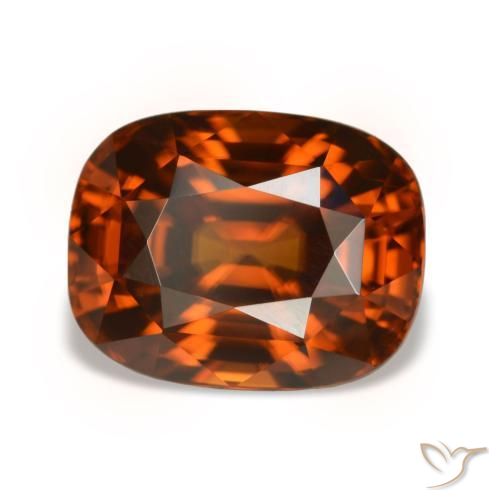 5.05 ct Orange Zircon Stone, Natural Zircon in Cushion-Cut Shape for Sale