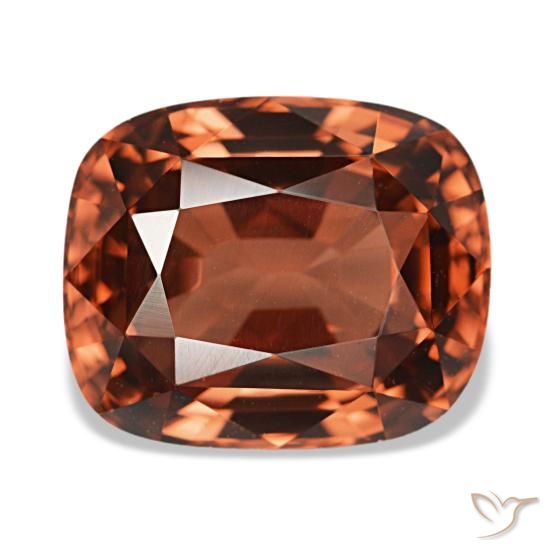6.13 ct Red Zircon Gemstone, Zircon Gem in Cushion-Cut Shape for Sale.