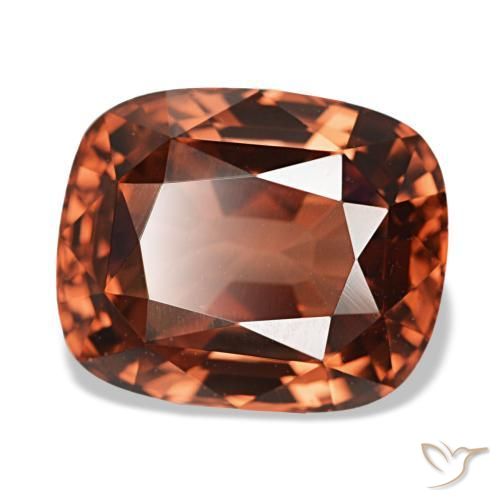 6.13 ct Red Zircon Stone, Natural Zircon in Cushion-Cut Shape for Sale