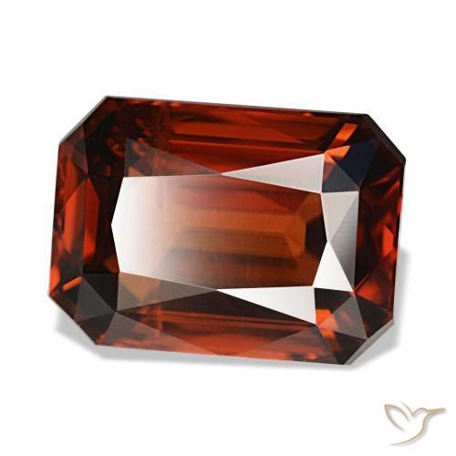 7.02 ct Red Zircon Stone, Natural Zircon in Octagon / Scissor Cut Shape for Sale