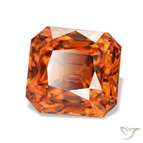 3.67 ct Red Zircon Stone, Natural Zircon in Octagon / Scissor Cut Shape for Sale