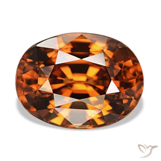 5.12 ct Orange Zircon Gemstone, Zircon Gem in Oval Facet Shape for Sale.