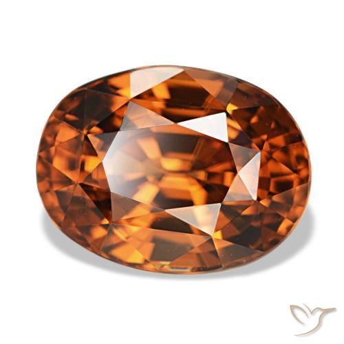 5.12 ct Orange Zircon Stone, Natural Zircon in Oval Facet Shape for Sale