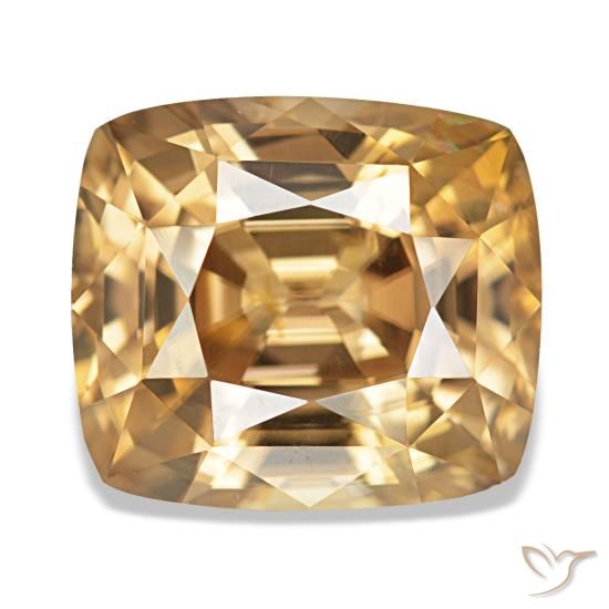 7.41 ct Golden Zircon Gemstone, Zircon Gem in Cushion-Cut Shape for Sale.
