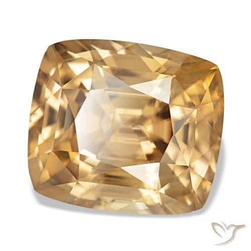 7.41 ct Golden Zircon Stone, Natural Zircon in Cushion-Cut Shape for Sale