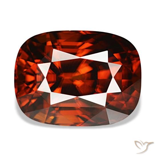 6.62 ct Red Zircon Gemstone, Zircon Gem in Cushion-Cut Shape for Sale.