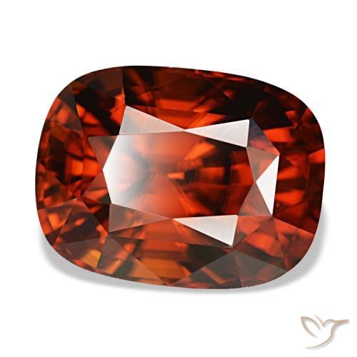 6.62 ct Red Zircon Stone, Natural Zircon in Cushion-Cut Shape for Sale
