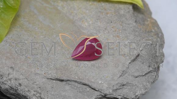 0.95ct Natural Medium Red Ruby, Pear Shape, VS